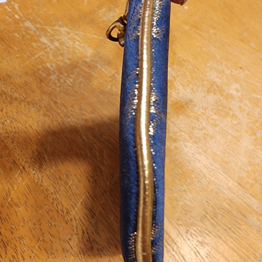 Coach Navy Blue Glitter Script Heart Wristlet - Picture 5 of 10